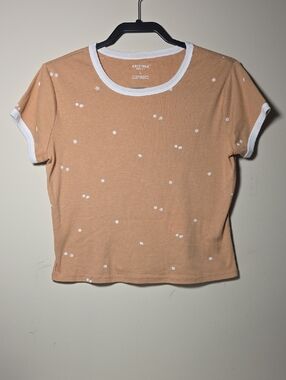 Arizona Jean Co Daisy Ringer Crop Top Large Y2K Baby Tee Soft Girl